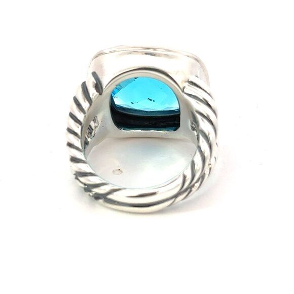David Yurman Blue Topaz Ring Size 7 Sterling Silver Estate DY599 - Picture 4 of 7